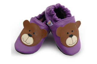 Kožené capačky Afelo - macko - fialové