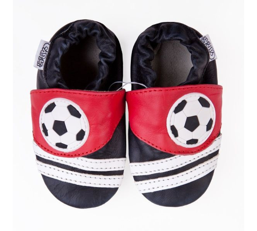 Kožené capačky Capiki - červené - futbal