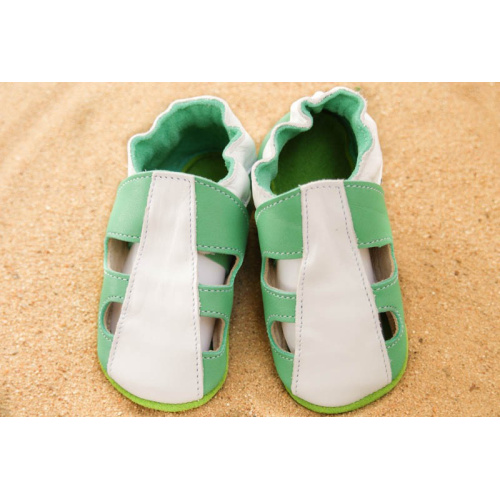 Kožené capačky Tomar - sandálky -dvojfarebné - zelenobiele