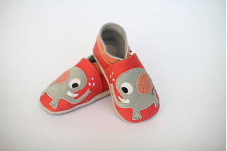 Kožené capačky Lait et Miel - ružové sloníky