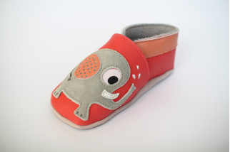 Kožené capačky Lait et Miel - ružové sloníky