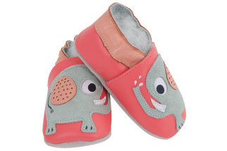 Kožené capačky Lait et Miel - ružové sloníky