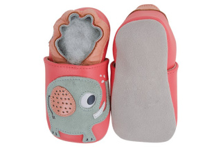 Kožené capačky Lait et Miel - ružové sloníky