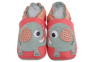 Kožené capačky Lait et Miel - ružové sloníky