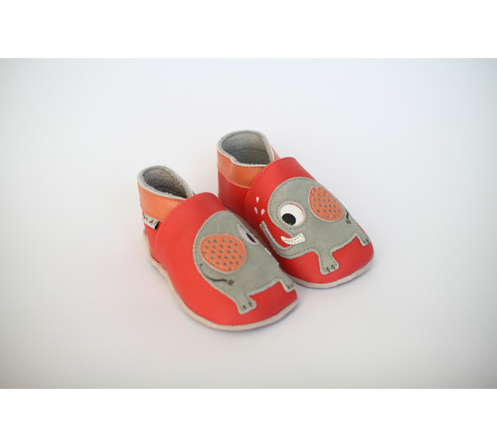 Kožené capačky Lait et Miel - ružové sloníky