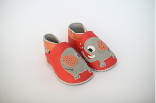 Kožené capačky Lait et Miel - ružové sloníky