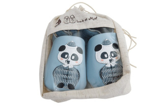 Kožené capačky Lait et Miel - panda