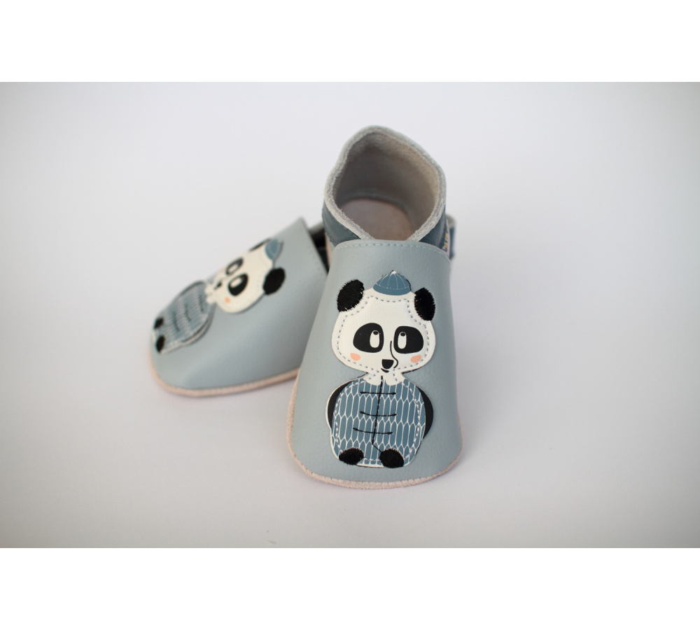 Kožené capačky Lait et Miel - panda