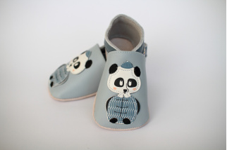 Kožené capačky Lait et Miel - panda
