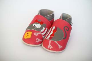 Kožené capačky Lait et Miel - myš