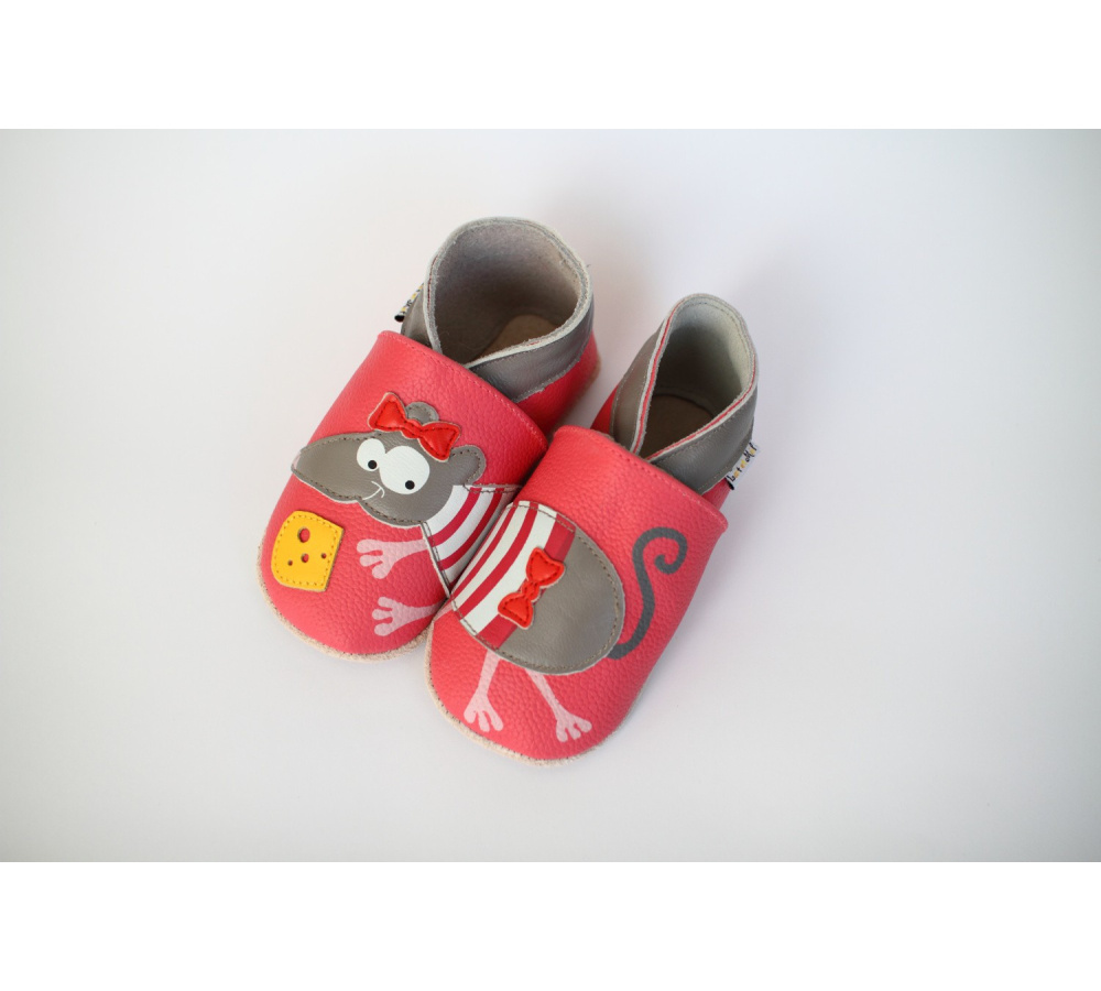 Kožené capačky Lait et Miel - myš