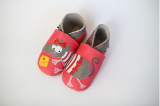 Kožené capačky Lait et Miel - myš