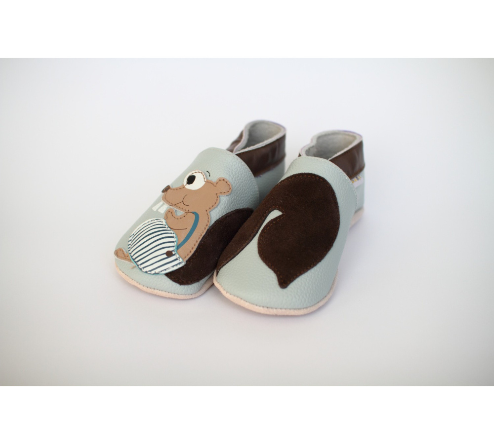 Kožené capačky Lait et Miel - veverička