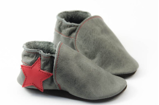 Kožené capačky Tomar sivé s hviezdou