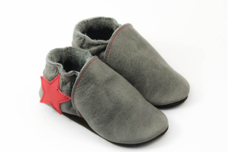 Kožené capačky Tomar sivé s hviezdou