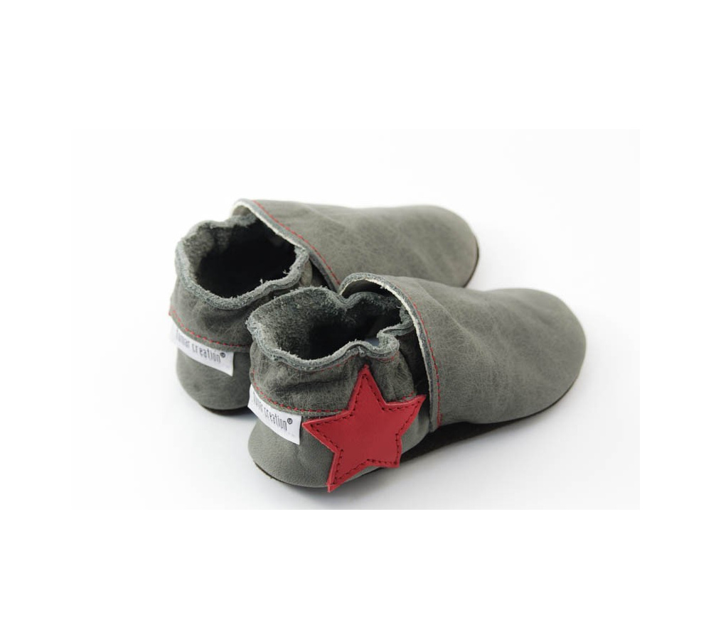 Kožené capačky Tomar sivé s hviezdou