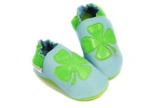 Kožené capačky Tomar modré so štvorlístkom