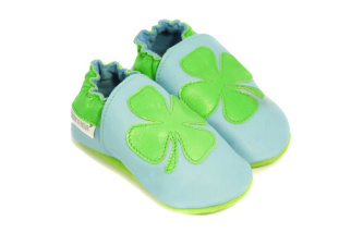 Kožené capačky Tomar modré so štvorlístkom