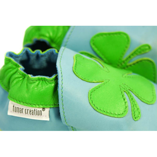 Kožené capačky Tomar modré so štvorlístkom