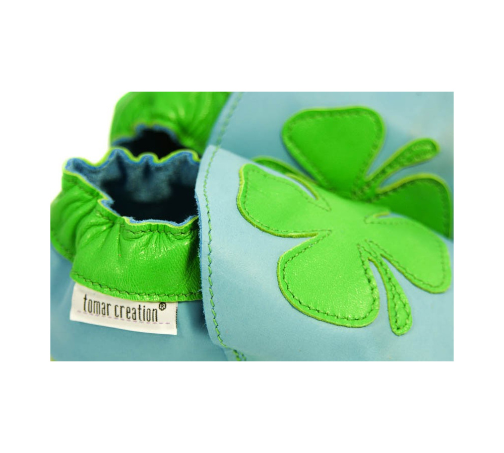 Kožené capačky Tomar modré so štvorlístkom