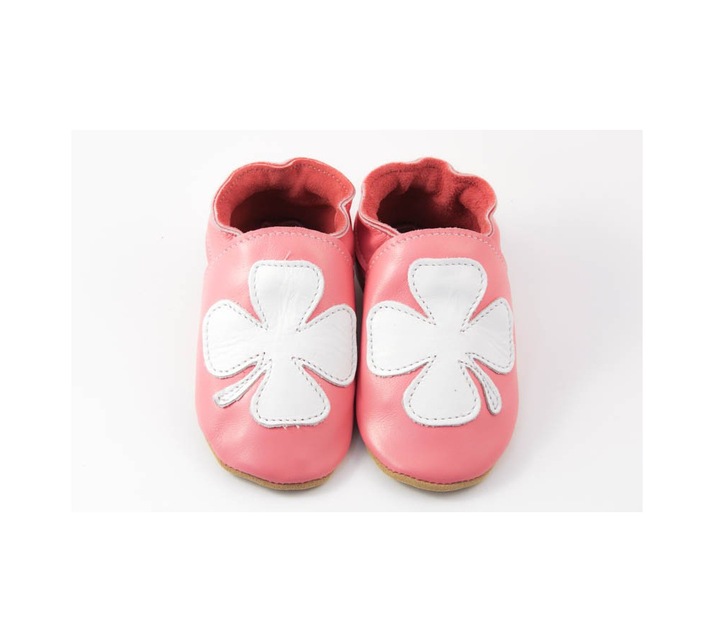 Kožené capačky Tomar ružové so štvorlístkom