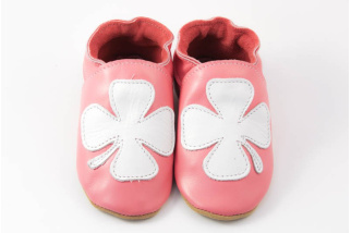 Kožené capačky Tomar ružové so štvorlístkom