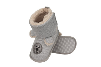 Teplé papučky - sivé s medvedíkom