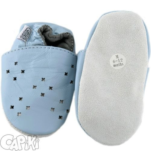 Kožené capačky Capiki - modré dierkované