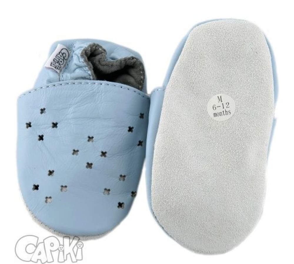 Kožené capačky Capiki - modré dierkované