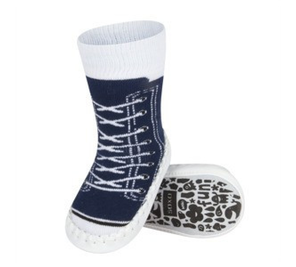 Ponožky s koženou podrážkou - tmavomodré tenisky