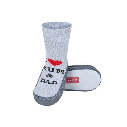 Ponožky s koženou podrážkou - I love mum and dad
