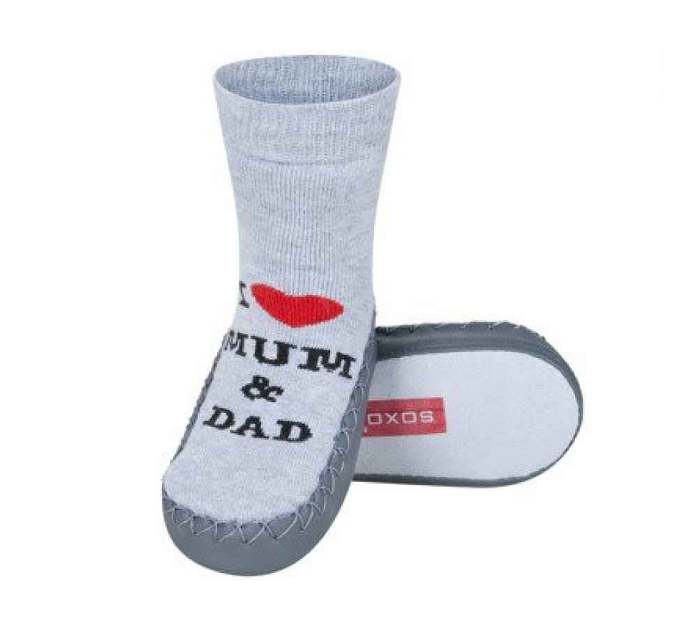 Ponožky s koženou podrážkou - I love mum and dad