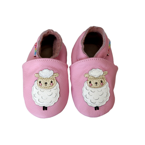 Footstep - kožené capačky ovečka - svetloružové