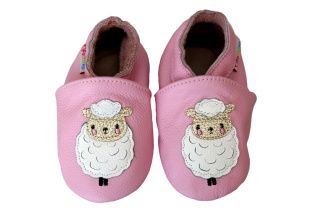 Footstep - kožené capačky ovečka - svetloružové