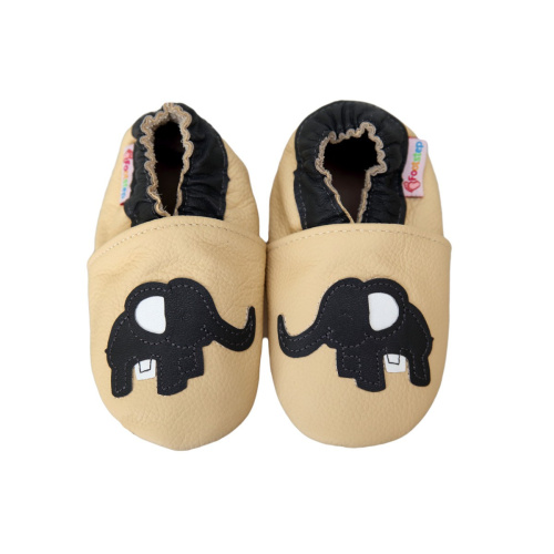 Footstep - kožené capačky sloník - krémové