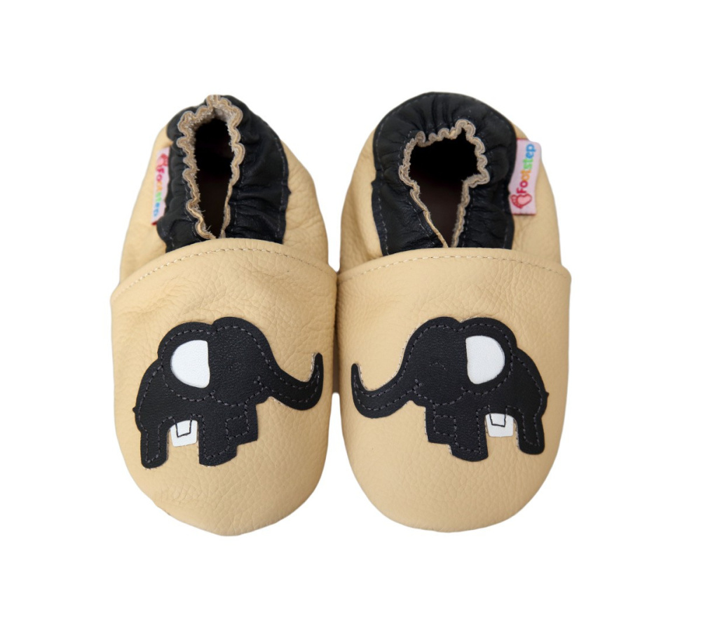 Footstep - kožené capačky sloník - krémové