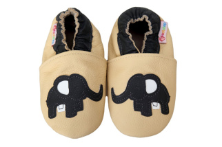 Footstep - kožené capačky sloník - krémové