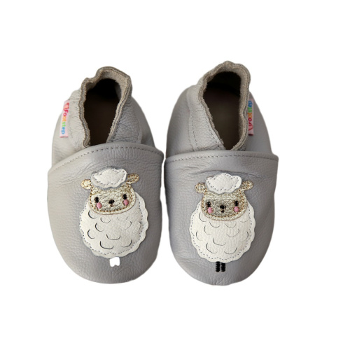 Footstep - kožené capačky ovečka - sivé