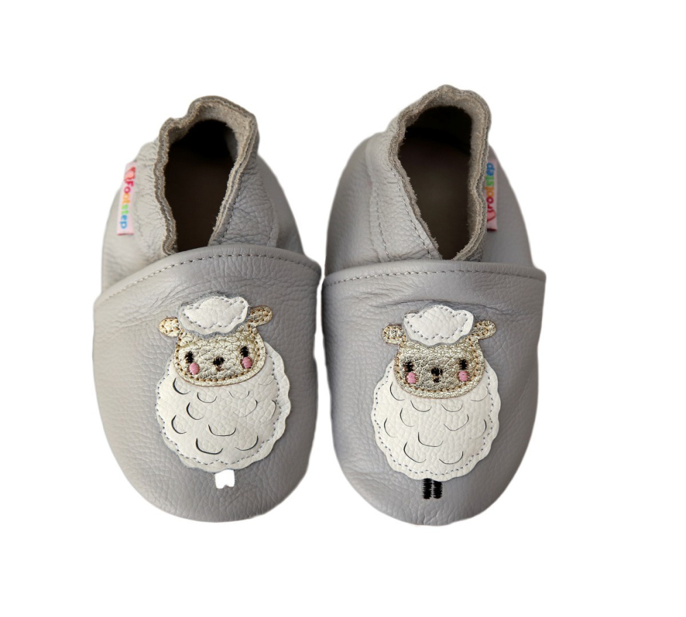 Footstep - kožené capačky ovečka - sivé