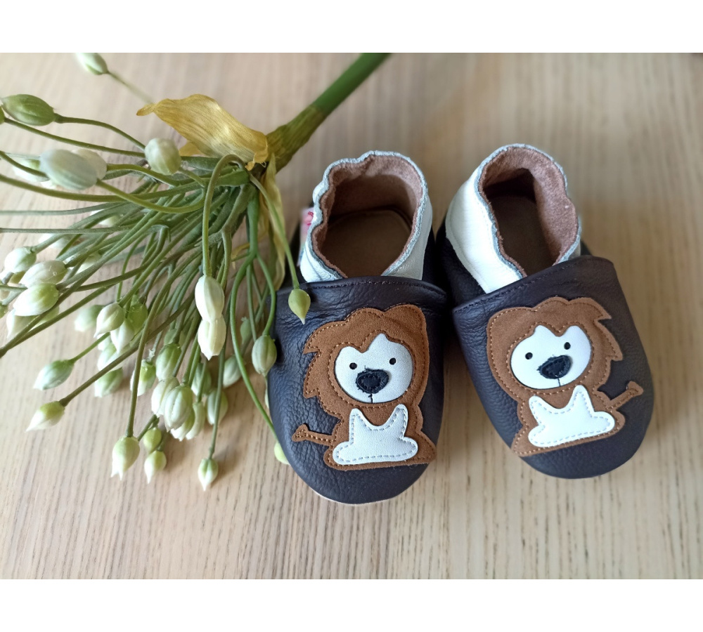 Footstep - kožené capačky lev - tmavohnedé