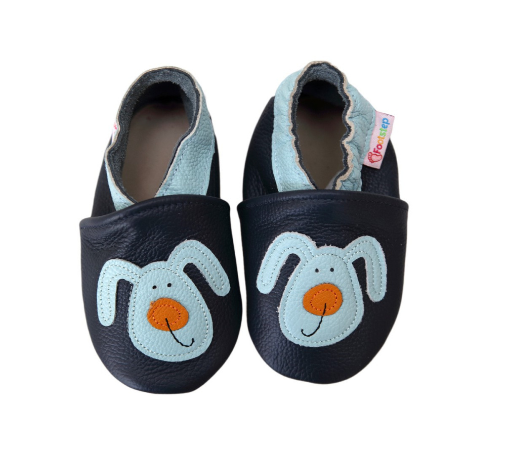 Footstep - kožené capačky psíky - tmavomodré