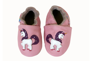 Footstep - kožené capačky jednorožec - svetloružové