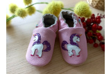 Footstep - kožené capačky jednorožec - svetloružové
