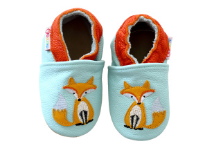 Footstep - kožené capačky líška - modré