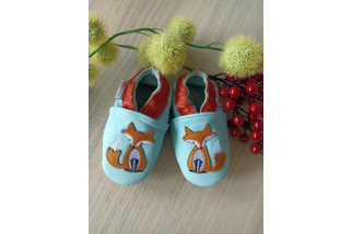 Footstep - kožené capačky líška - modré