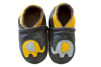 Footstep - kožené capačky sloníky - sivé