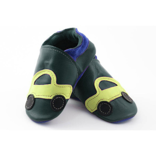 Kožené capačky Tomar  žlté autíčko - farba avokádo