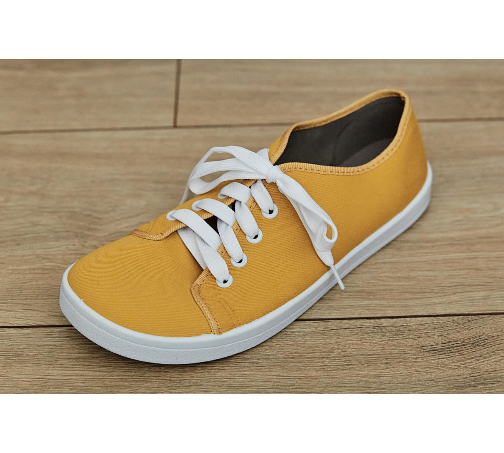 Plátené barefoot tenisky Anatomic ALL IN - horčicová/biela