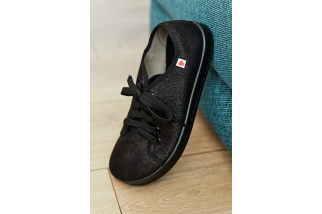 Plátené barefoot tenisky Anatomic ALL IN - lesklá čierna/čierna