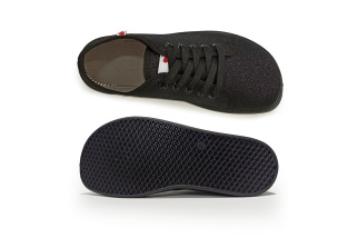 Plátené barefoot tenisky Anatomic ALL IN - lesklá čierna/čierna